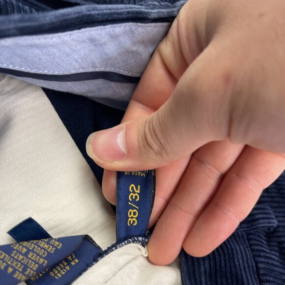 Polo Ralph Lauren Corduroy Pants Mens Size 38 Classic Fit Navy Blue Read - Picture 9 of 14